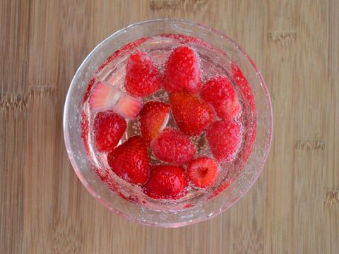 Raspberry, Basil, and Strawberry Water
