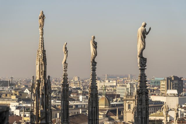 statues of duomo cathedral, milan, italy