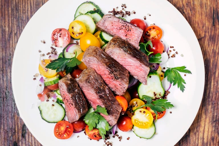 Steak with fresh salad