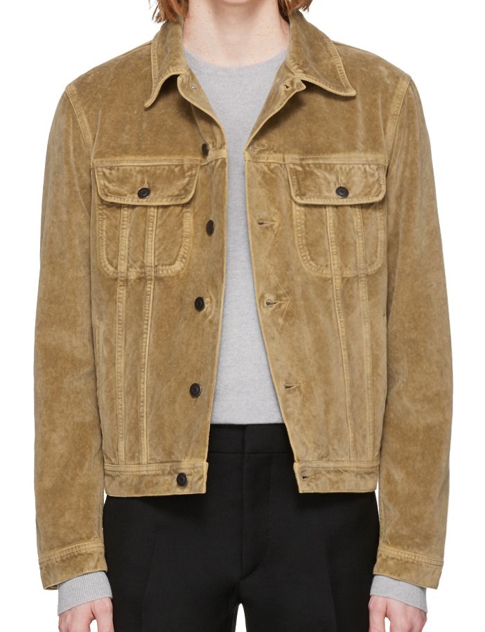 tan trucker jacket outfit