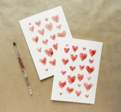 stencil hearts valentines day card