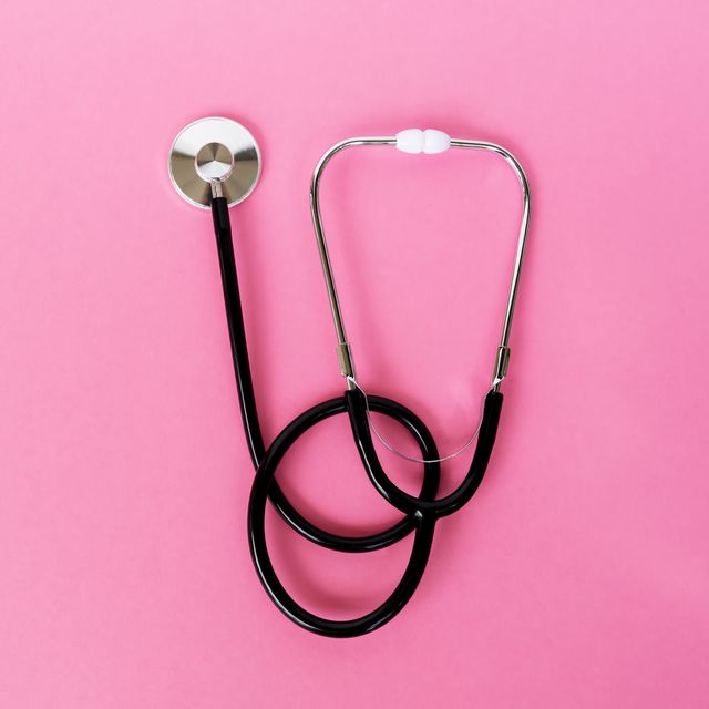 stethoscope on pink background