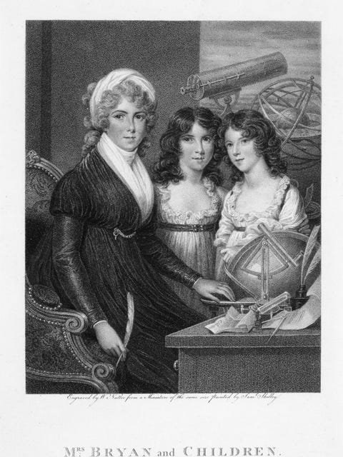 Mrs Margaret Bryan, astronomer & physicist, with her daughters, 1797.