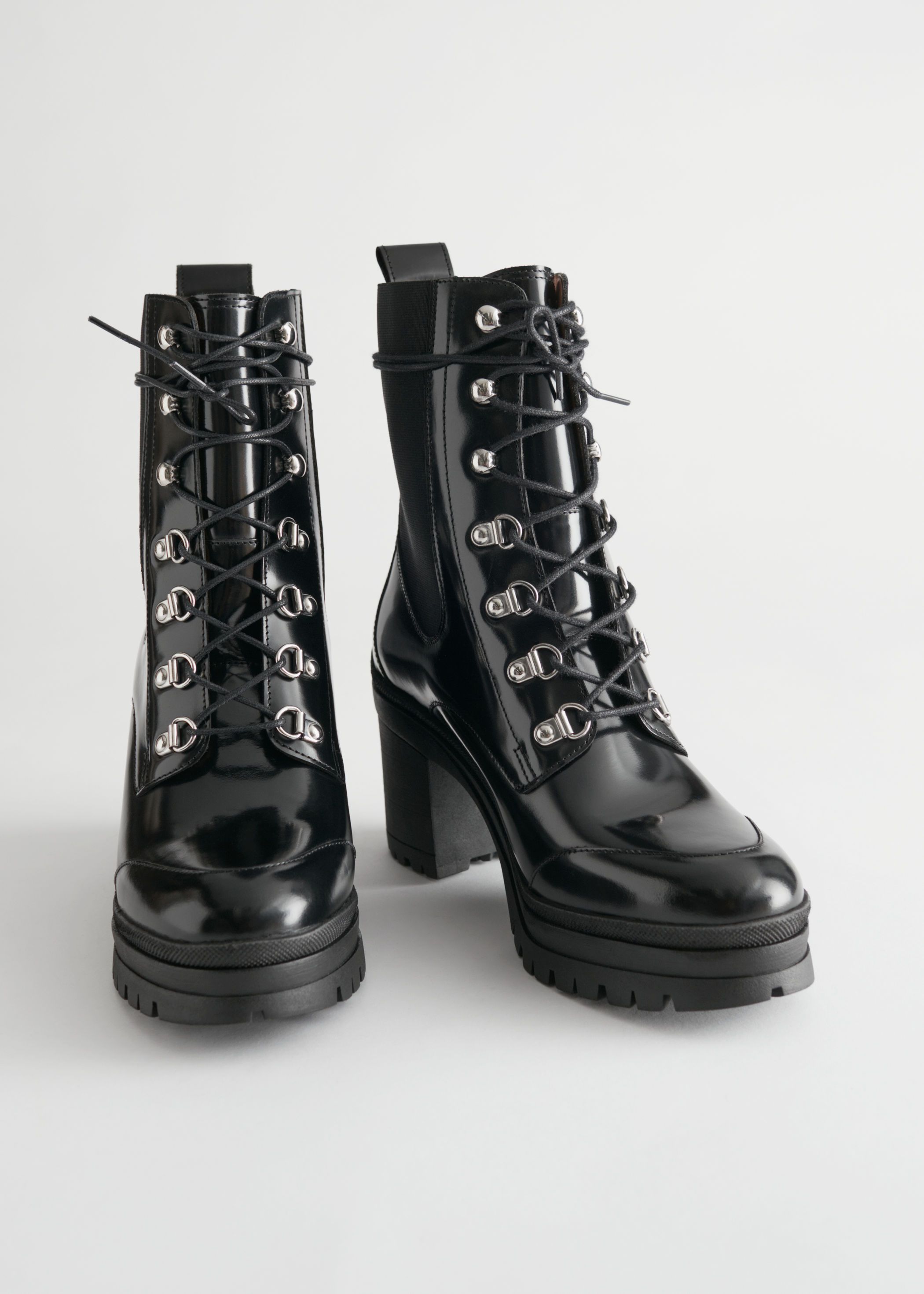 black fashion hiking boots