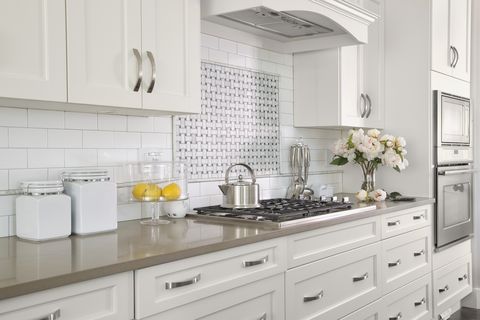 Stove in contemporary white kitchen