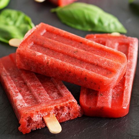 Strawberry Basil Moscato Popsicles