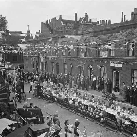residents at a street party in London to celebrate the coronation of Queen Elizabeth II in 1953