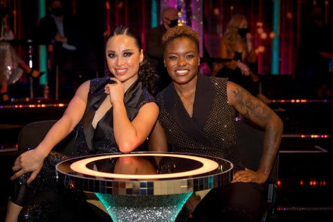 Strictly Come Dance 2020 Nicola Adams And Katya Jones Sitting Together At A Table