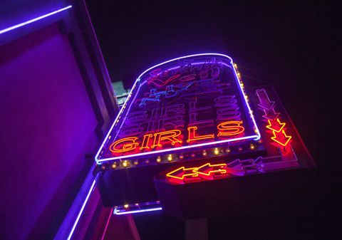 Strip club, Girls neon sign, Los Angeles, California, USA