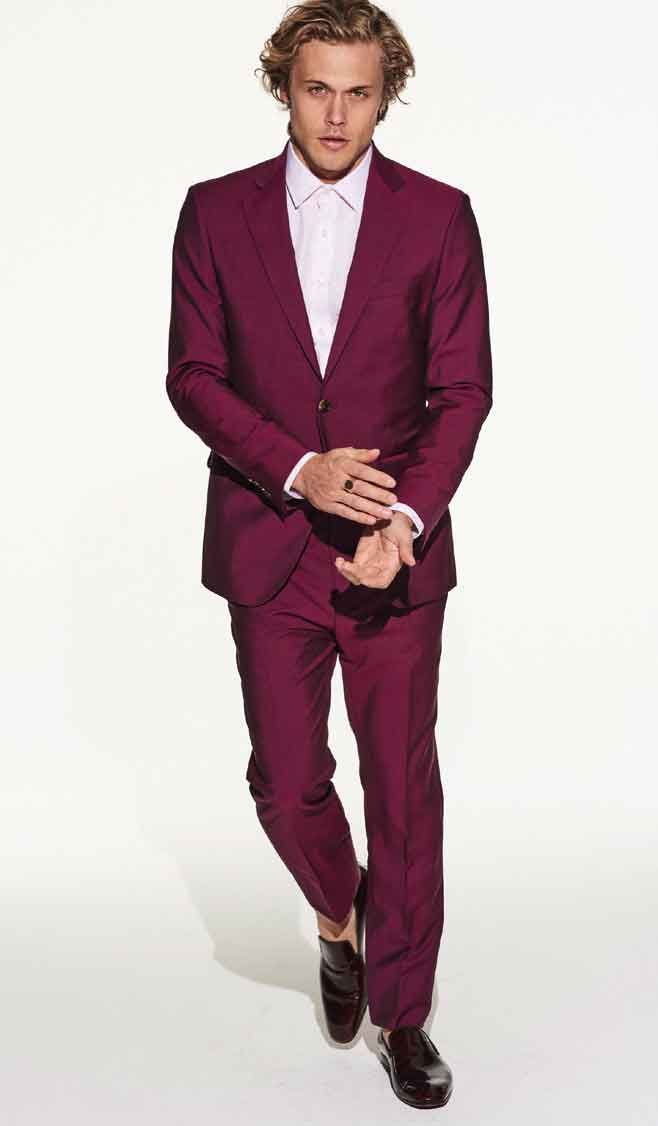 purple maroon suit