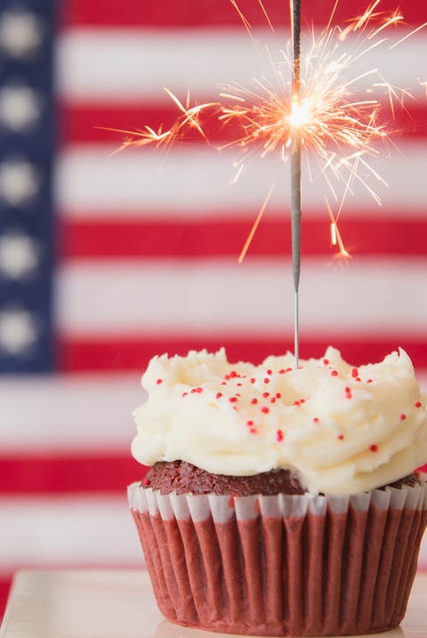 Fourth of July Cupcake With Sparkler fourth of july cupcake with sparkler