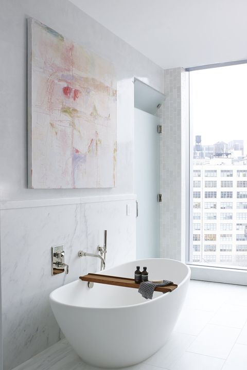 28 Stylish Bathroom Shelf Ideas The, Teak Bathtub Shelf Seat