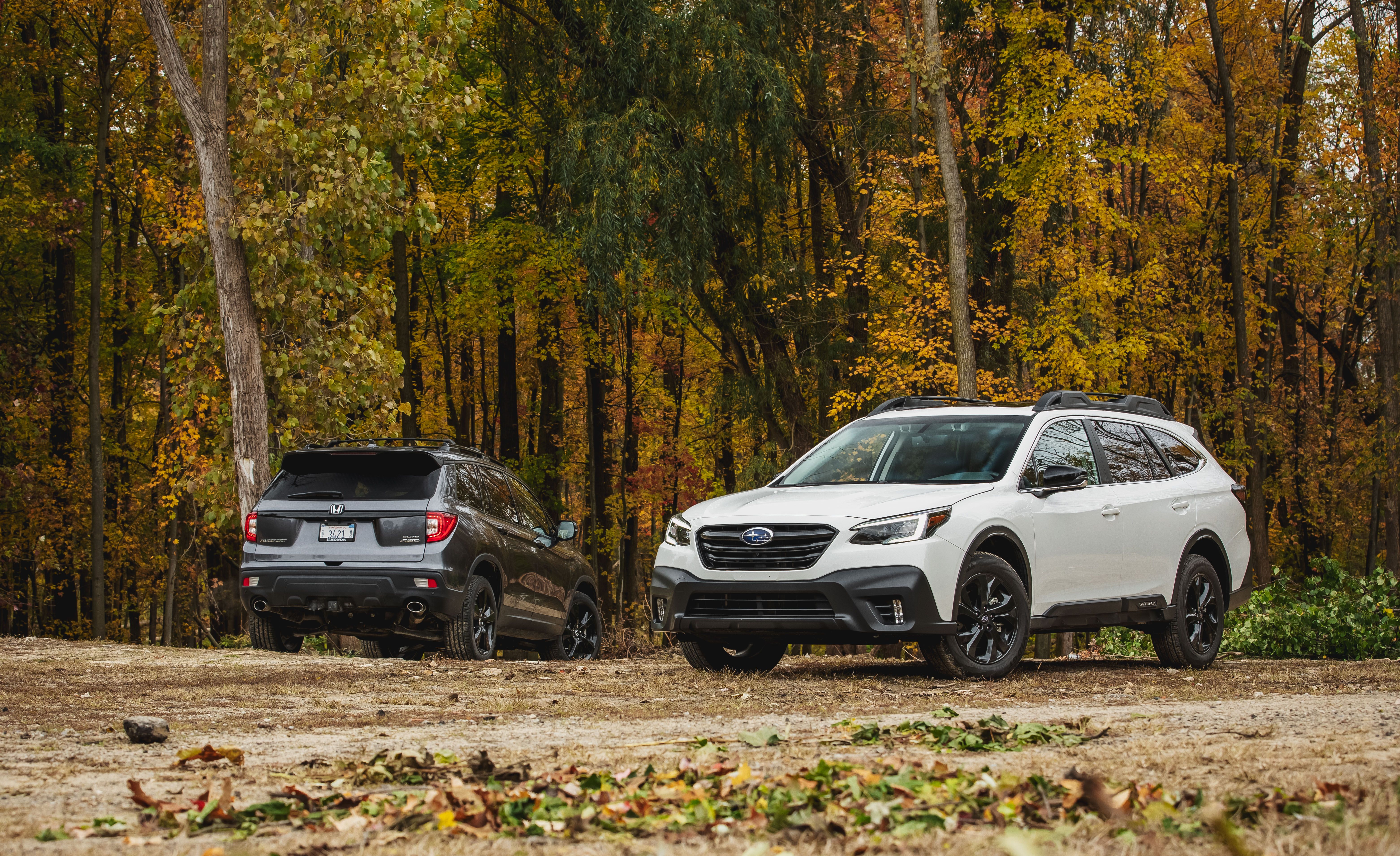 2020 subaru outback vs 2019 honda passport mid size suv comparison