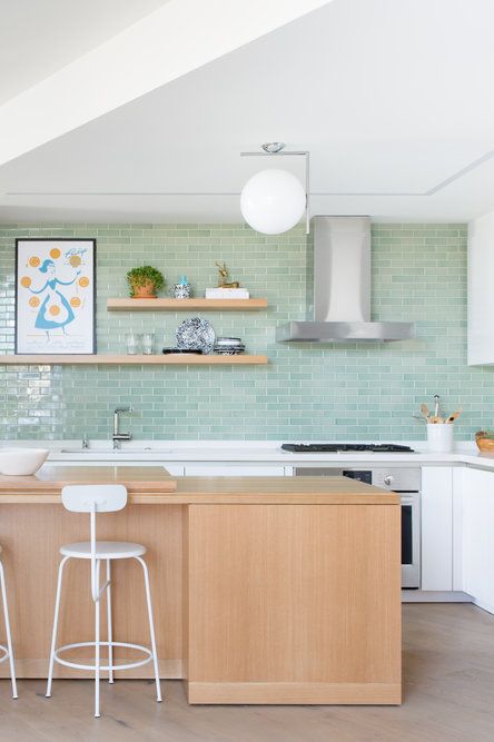 17 Fresh Subway Tile Kitchen Ideas, Mint Green Subway Tile
