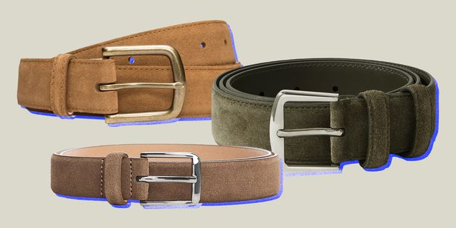 collage of three suede belts