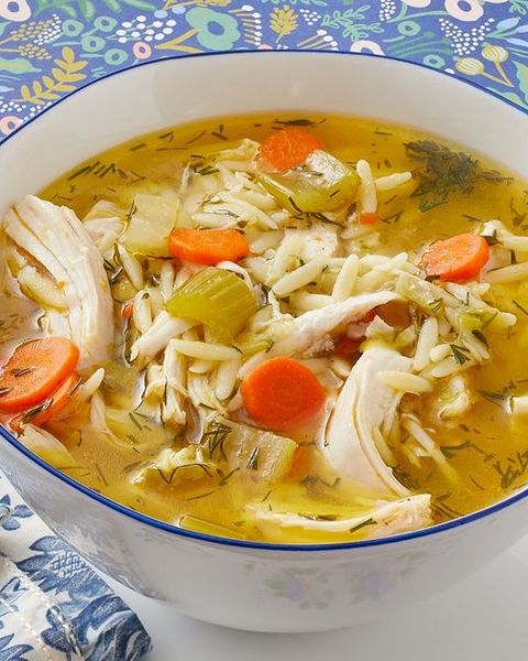 lemon chicken orzo soup with carrots and celery