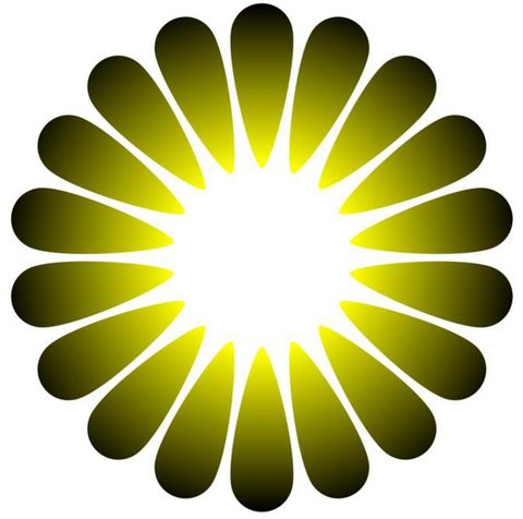 asahi illusion looks like a sun glaring from center of a yellow flower