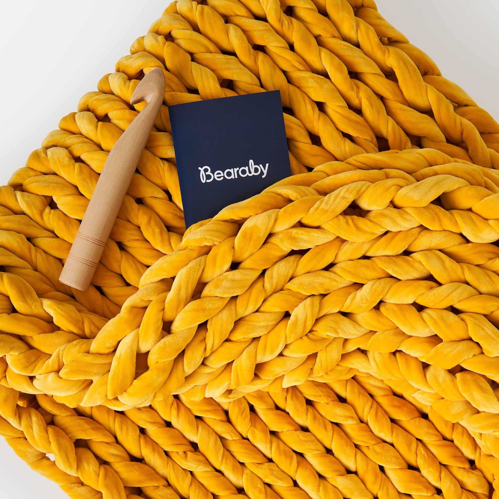 yellow chunky knit throw