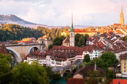 sunrise, skyline, bern, switzerland