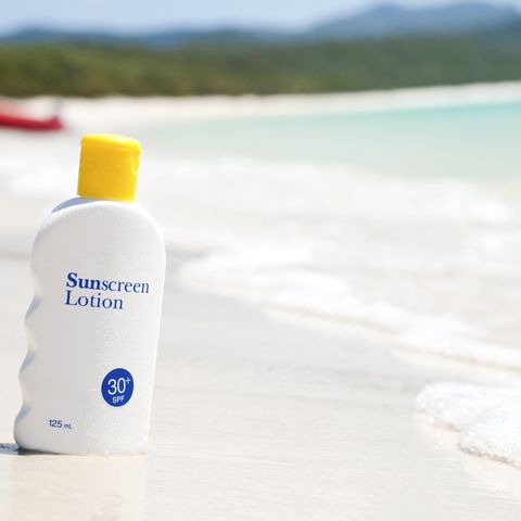 sunscreen lotion on the beach