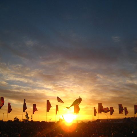 Sunset over Glastonbury Festival
