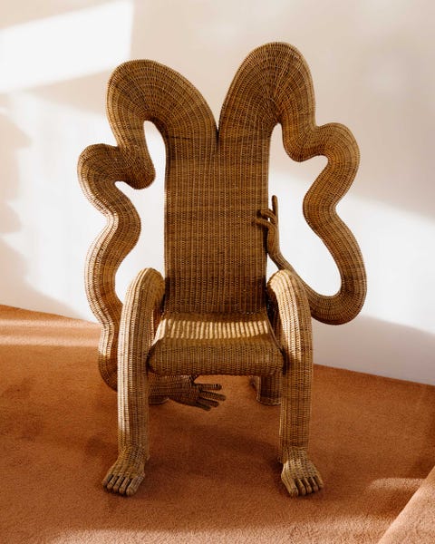 5 amazing anthropomorphic examples 02 Eclectic Super Model Chair uses wicker in anthropomorphic style by Chris Wolston | padstyle.com