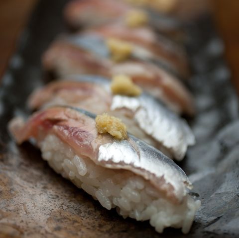 sushi of a sanma pacific saury