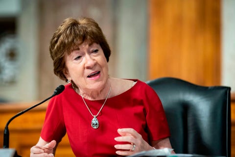 US-POLITICS-HEARING-COVID senator susan collins, a republican from maine, speaks during a senate health, education, labor and pensions committee hearing in washington, dc, june 30, 2020 fauci and other government health officials updated the senate on how to safely get back to school and the workplace during the covid 19 pandemic photo by al drago various sources afp photo by al dragoafp via getty images