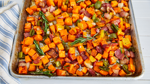 sheet pan sweet potato hash