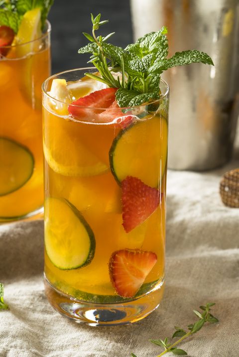 sweet refreshing pimms cup cocktail with fruit