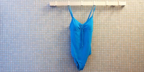 Swimsuit hanging in changing room