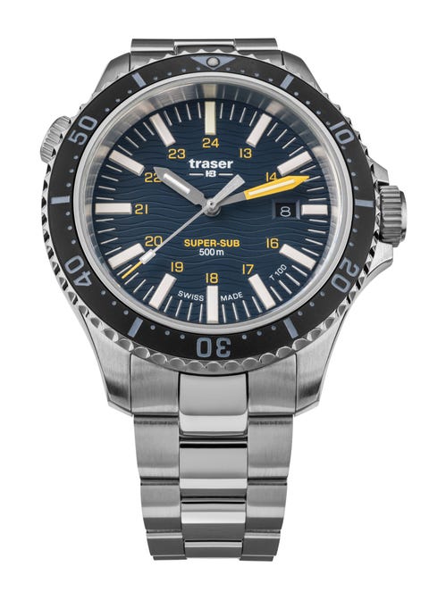 steel dive watch on bracelet