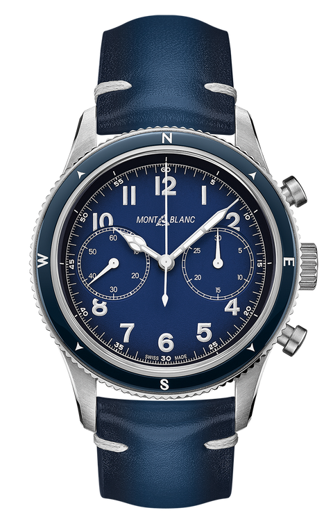 blue chronograph on blue strap