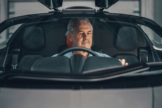 gordon murray in his latest creation, the t50 supercar