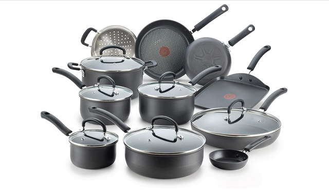 t fal ultimate hard anodized nonstick 17 piece cookware set