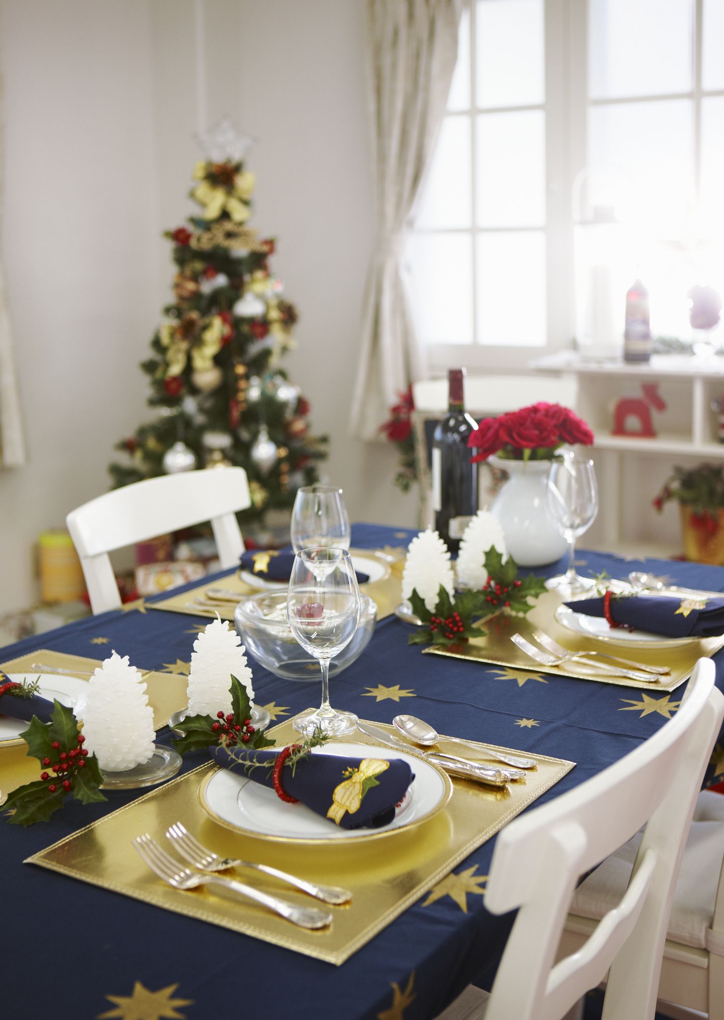 christmas table decoration ideas blue