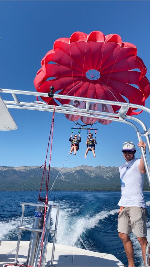 Parasailing, Parachute, Kite sports, Surface water sports, Fun, Vacation, Leisure, Water sport, Sky, Water, Parasailing, Parachute, Kite sports, Surface water sports, Fun, Vacation, Leisure, Water sport, Sky, Water,