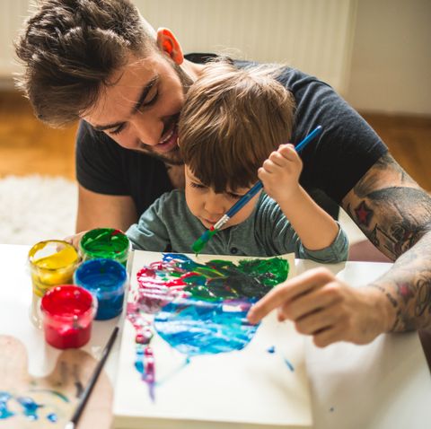 dad and son painting