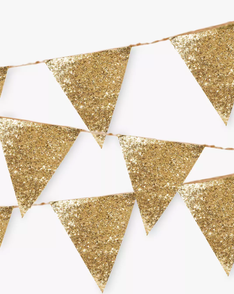 talking tables luxe gold glitter bunting, 3m