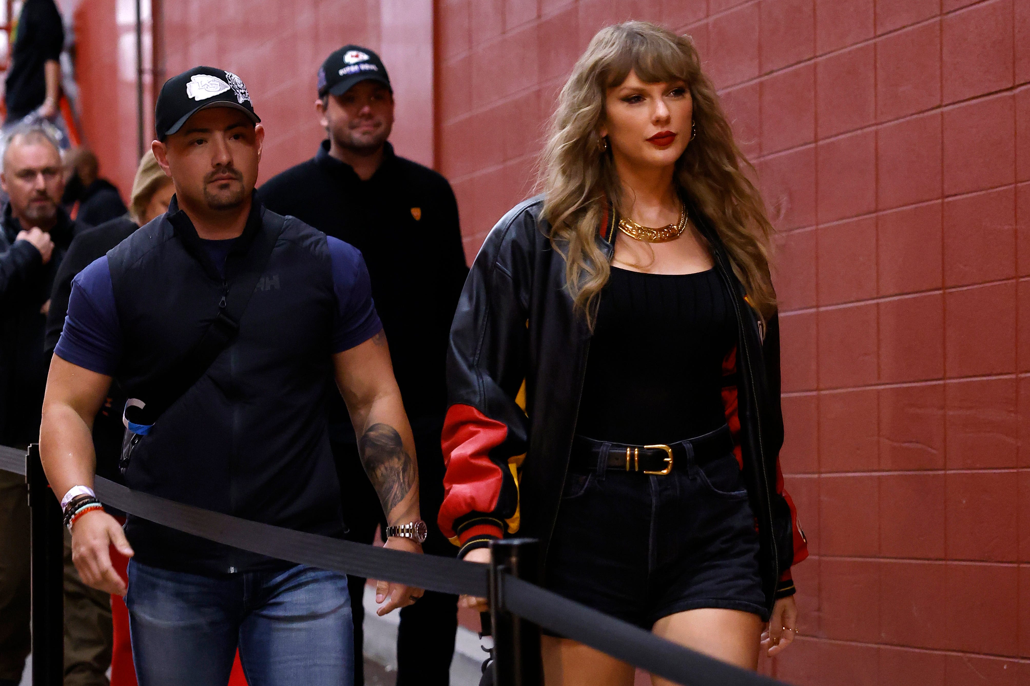 Taylor Swift Arrives at Chiefs Game Wearing Cowboy Boots and Short Shorts