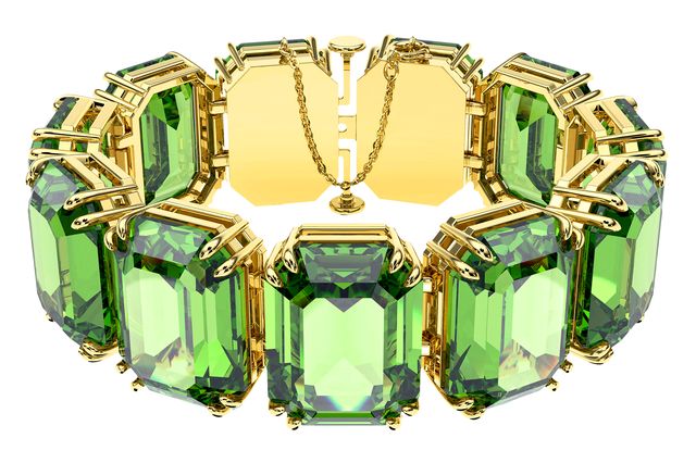 swarovski millennia octagoncut green, gold tone–plated bracelet $480, swarovskicom