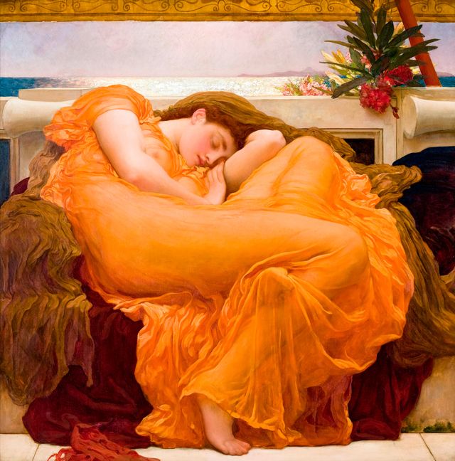 frederic leighton, painting, flaming june