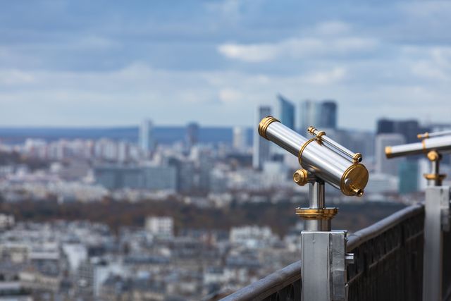 telescope with views of paris in observation point , france
