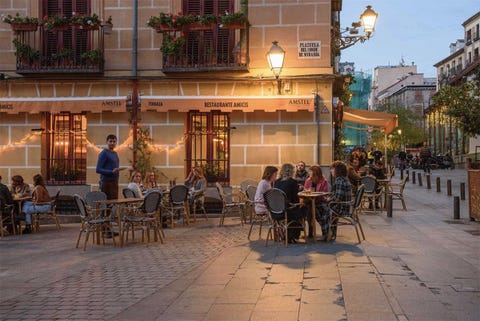 terraza del restaurante amicis, madrid