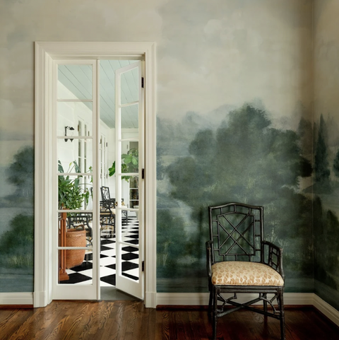 dining room with painted wall