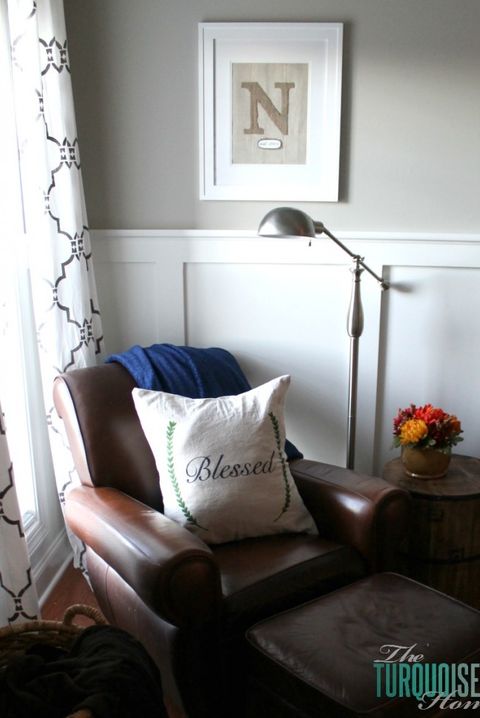 stenciled drop cloth pillow cover