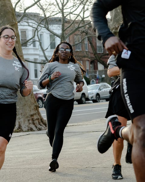 Rage and Release on a local run in Bed Stuy, Brooklyn (Left to Right) Gabriela Gutierrez, Kenisha Kenny White rage and release on a local run in bed stuy, brooklyn gabriela gutierrez, kenisha kenny white center