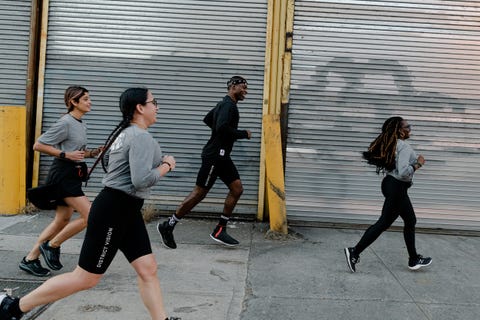 Rage and Release on a local run in Bed-Stuy, Brooklyn.(Left to Right) Tammy Salazar-Andurund, Gabriela Gutierrez. Thai Richards, Kenisha Kenny White on January 14, 2021 rage and release on a local run in bed stuy, brooklyn left to right tammy salazar andurund, gabriela gutierrez thai richards, kenisha kenny white on january 14, 2021