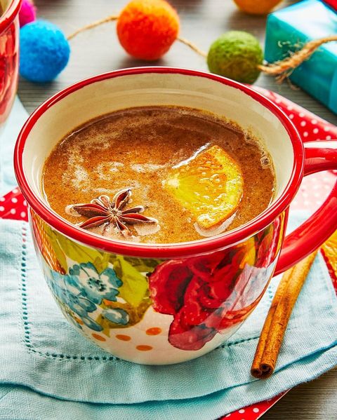 hot buttered rum in floral mug