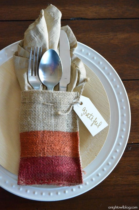 thanksgiving decorations painted burlap place setting